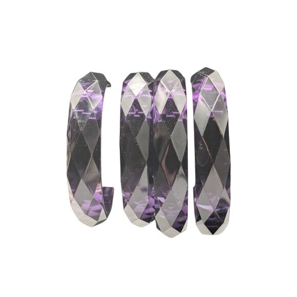 Lot of Four Purple Faceted Acrylic Bangle Bracelets - Picture 1 of 4